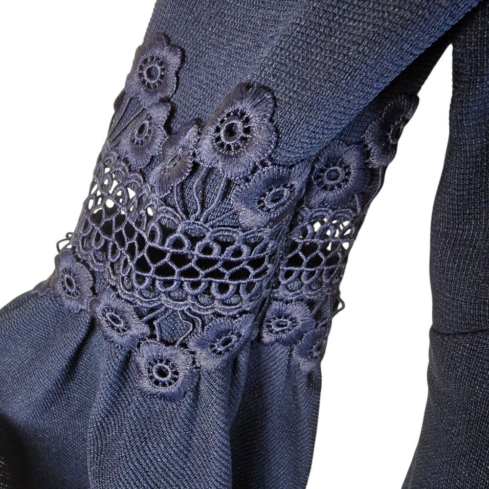 Eliza J Dress Womens 8 Petite Blue Lace Cold Shoulder Cocktail Wedding Guest - Picture 7 of 11